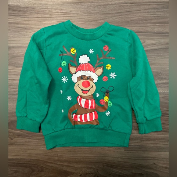 Green Reindeer Kids Sweatshirt size 2T - Picture 4 of 4
